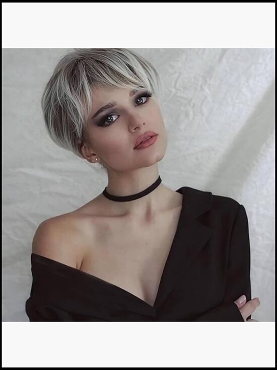 Short Fluffy Layered Pixie Cut Wig Heat Resistant Synthetic Hair Replacement